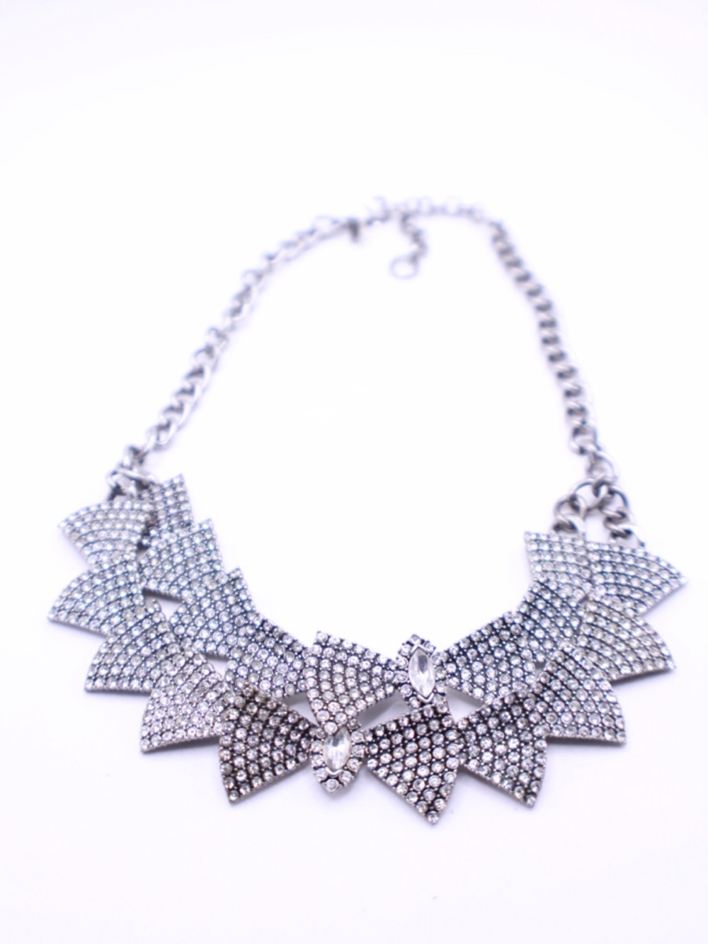 Banana Republic Silver Crystal Statement Collar Necklace